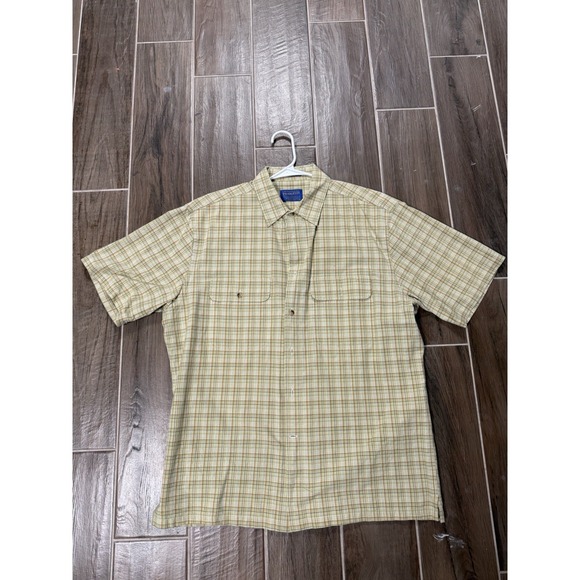 Pendleton Other - Pendleton Hiker Shirt Large Tan Plaid Cotton Short Sleeve Button Up